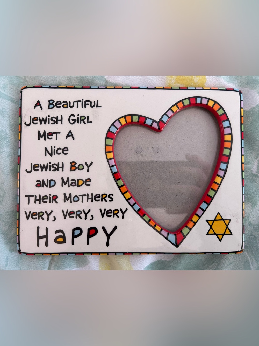 Jewish Girl met Jewish Boy Made their Mothers Very Happy Ceramic Picture Frame
